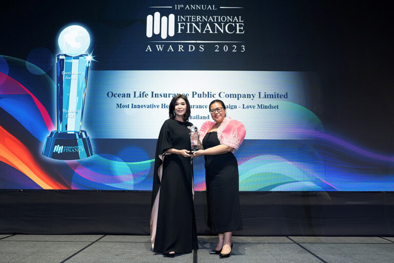 OCEAN LIFE ไทยสมุทร คว้ารางวัล Most Innovative Health Insurance Campaign จากการใช้ LOVE MINDSET สร้างสรรค์นวัตกรรมประกันสุขภาพครบวงจร ในงาน Celebrating Excellence International Finance Awards 2023