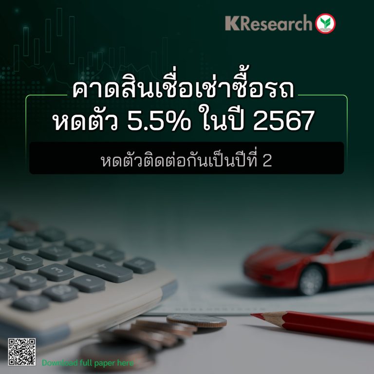 คาดสินเชื่อเช่าซื้อรถหดตัว 5.5% ในปี 2567 หดตัวติดต่อกันเป็นปีที่ 2