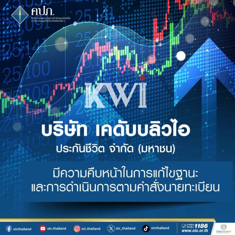 คปภ. ชี้แจงความคืบหน้าการแก้ไขฐานะทางการเงินของ บริษัท เคดับบลิวไอ ประกันชีวิต จำกัด (มหาชน)