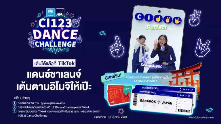 กรุงไทย-แอกซ่า ประกันชีวิต พร้อมน้องเกล และคุณชมพู่ ชวนทุกท่าน ร่วมแดนซ์กับกิจกรรม CI 123 Dance Challenge ลุ้นรางวัลใหญ่บินลัดฟ้าสู่ญี่ปุ่น