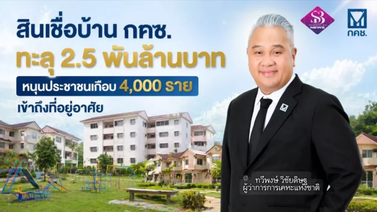สินเชื่อบ้าน กคช. ทะลุ 2.5 พันล้านบาท หนุนประชาชนเกือบ 4,000 รายเข้าถึงที่อยู่อาศัย