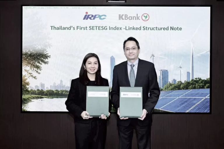 กสิกรไทย เปิดตัวนวัตกรรมการเงินอ้างอิงดัชนี SETESG ครั้งแรกในไทย โดย IRPC เป็นผู้ลงทุน เพื่อร่วมขับเคลื่อนตลาดทุนสู่ความยั่งยืน